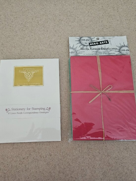 Hero Arts Other - NIP PERSONAL STAMP EXCHANGE LINEN ENVELOPES & HERO ARTS RED GREEN CARD ENVELOPES